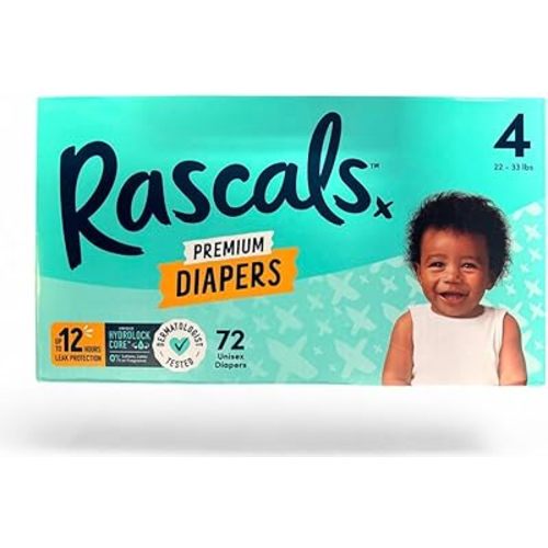 Rascals Premium Baby Diapers Size 4/72 Count,
