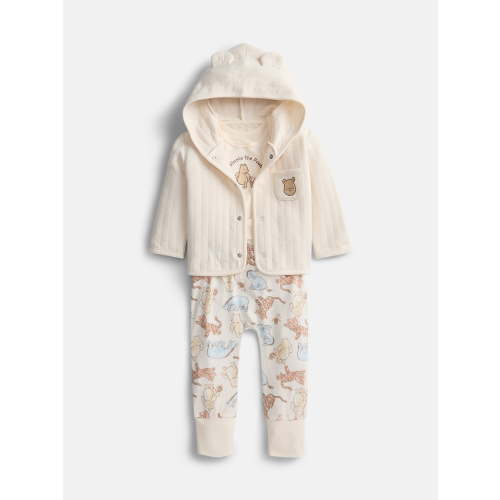 Disney Baby Wishes + Dreams Winnie the Pooh Hooded Cardigan, Bodysuit and Pants Set, 3-Piece, Sizes 0/3M-18M