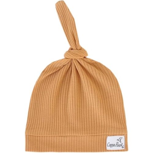 Copper Pearl Baby Beanie Hat Top Knot Stretchy Soft Dolce