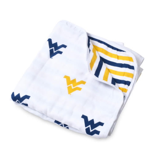 West Virginia University Muslin Blanket – Three Little Anchors