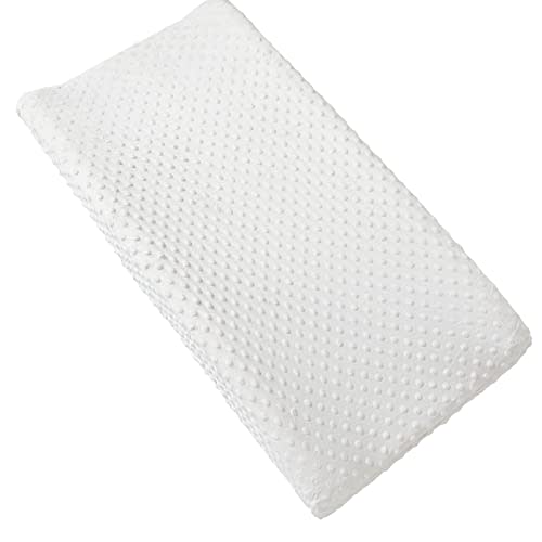 Solid Changing Table Pad Cover Cradle Sheet, Fits 32"/34''x16" Contoured Diaper Changing Pad, Ultra Soft Cozy Minky Dots Plush Changing Table Covers, Breathable Wipeable Removable (White)