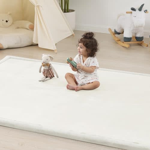 1.5" Thick Baby Play Mat for Floor Tummy Time, 50"x 50" Pro Soft Baby Activity Playmats Playroom, Easy Care with Non-Slip Safe for Infant Toddler Kids Crawling(Cream)