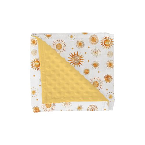 Watercolor Boho Suns Baby Blankets for Girl Boy Tribal Sun Totem Soft Mink Dotted Backing Double Layer Swaddle Receiving Blanket Summer Golden Sun Bed Throws for Newborn Infant Toddler Nursery 30x40
