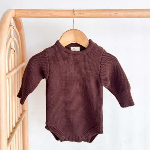 Long Sleeve Knit Romper - Espresso – Blossom and Pear