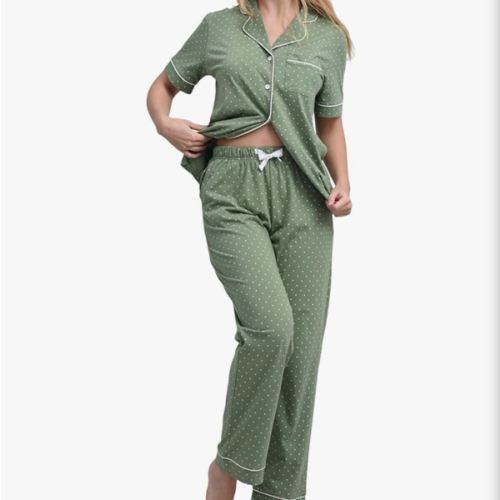 NAP BOUND 100% Cotton Women's Pajama Sets Short Sleeve Button Down Soft Pjs 2 Piece Lounge Set with Pocket Nightwear XS-XXL