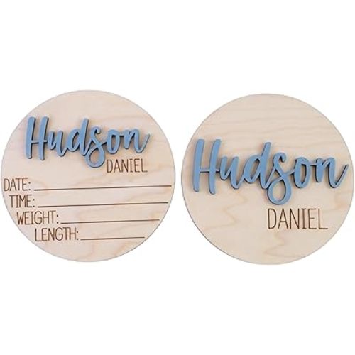 Double-Sided Baby Birth Announcement Sign, Personalized Baby Name Sign for Hospital, Wooden Newborn Photo Prop, Baby Shower Item, 4-8 Inches