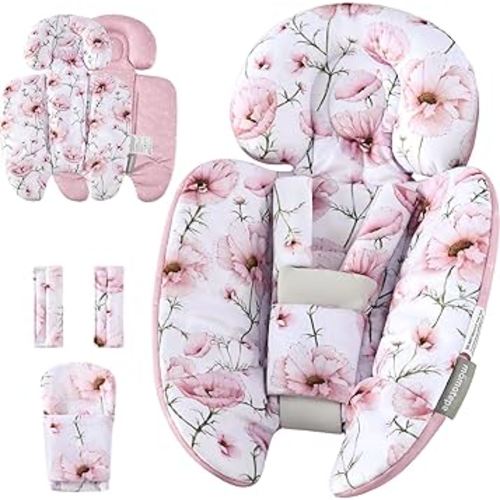 mamatepe Inserto para bebé compatible con 4moms Mamaroo & Graco Swing y asiento de automóvil infantil, cojín de soporte para cabeza y cuerpo de recién nacido, diseño reversible, tela suave
