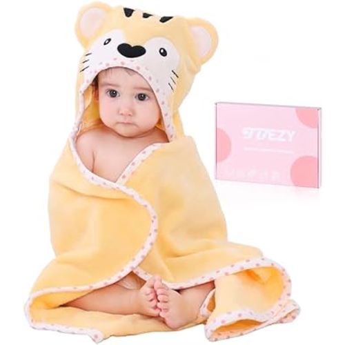 Baby Hooded Towel with Unique Animal Design Ultra Soft Thick Cotton Bath Towel for Newborn (Tiger)