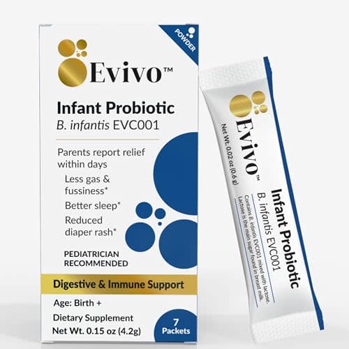 Evivo Award Winning Probiotic Powder for Infants | Ages 0-36 Months | Helps with Colic Symptoms, Gas, Stools & Fussiness | Tasteless Powder | 7pack - 1 Week | 8 Billion CFU