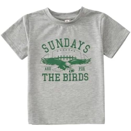 Toddler Girl Boy Game Day Football T-Shirt Sundays are for The Birds Shirt Short Sleeve Kids Sports Fans Tee Top