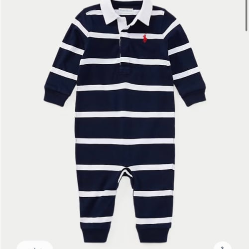 Baby Boys' Striped Cotton Rugby Coverall | Ralph Lauren