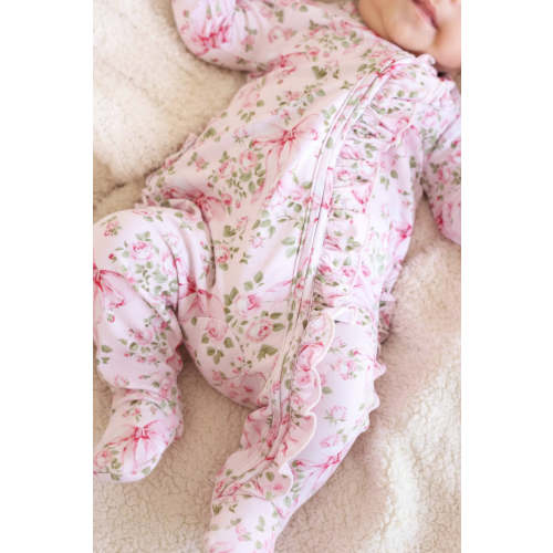 Bows in Bloom Ruffle Zipper Footie