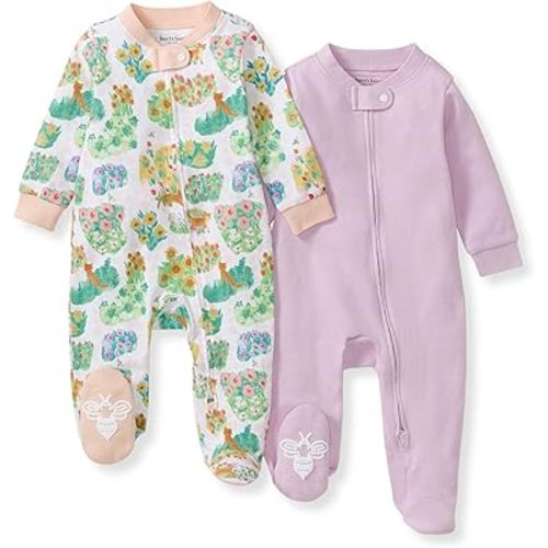 Burt's Bees Baby Girls' Organic Cotton Sleep and Play Footed Pajamas