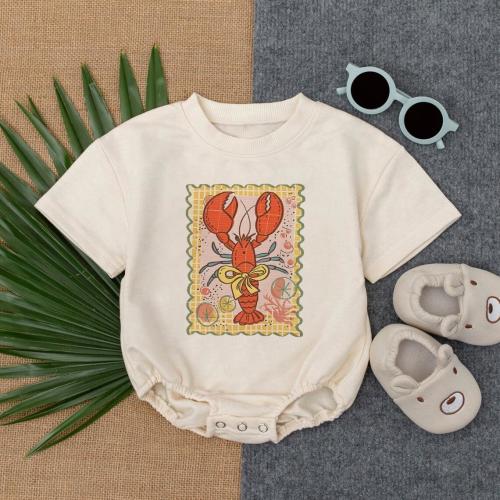 Coquette Lobster Baby Outfit, Boho Checker Summer Baby Clothes, Preppy Coastal Baby Romper, Crawfish Boil Season Baby Shower, Cute Baby Gift