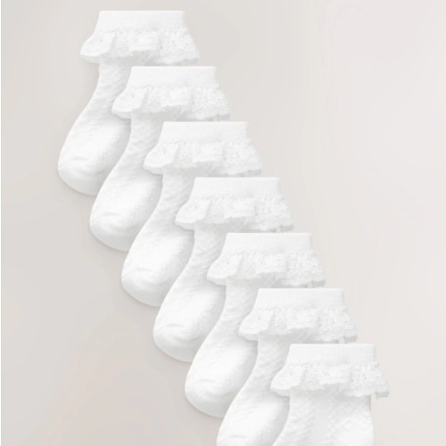 Lace Baby Socks 7 Pack from Next USA (White)