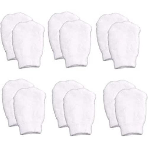 White Newborn Baby Mittens by Nurses Choice (Includes 6 Pairs of No Scratch Cotton Mittens)