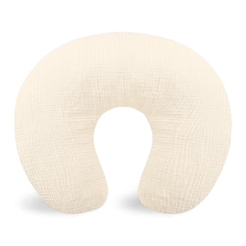 Hooyax Muslin Nursing Pillow Covers Only, Soft and Breathable Nursing Covers for Breastfeeding Pillows, Adorable Infant Feeding Pillow slipcover for Baby Boy and Girls (Wheat)