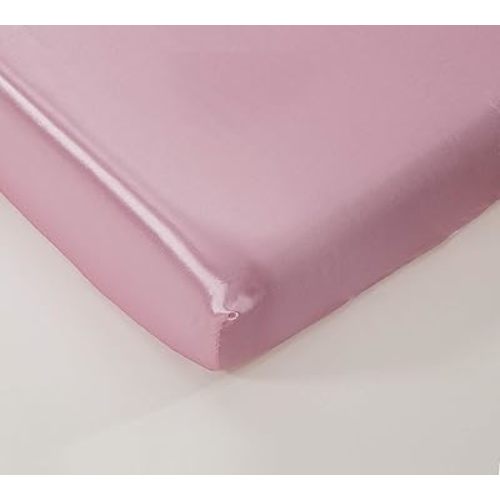 Soft & Silky Satin Crib Fitted Sheet, Great for Babies with Sensitive Hair, Fully Elastic All Around for A Secure Fit (Light Pink)