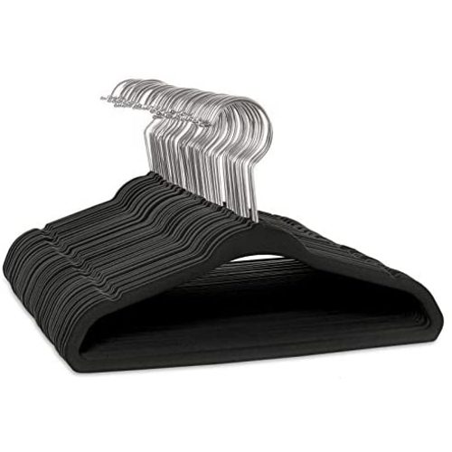 Casafield 50 Velvet Baby Hangers - 11" Size for Infant & Toddler Clothes - Black