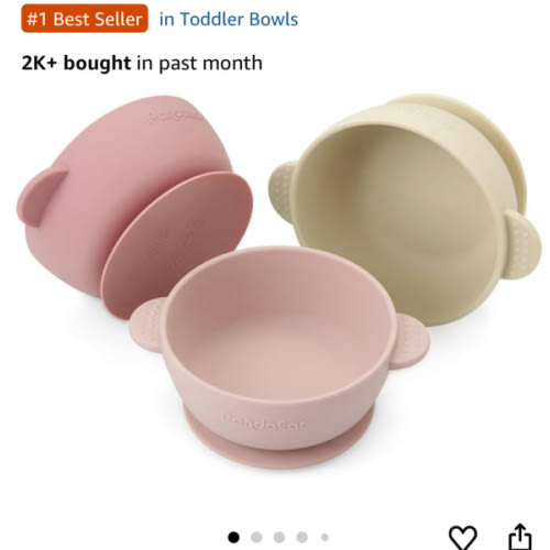 PandaEar 3 Pack Baby Bowls with Suction| Stay Put Silicone Food Bowl for Babies Kids Toddlers Infants| Food Grade Soft Safe BPA-Free Silicone (Pink)