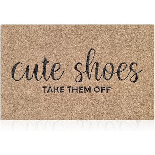 Indoor for Front Door Welcome Mat Outdoor Large 24"x 36" for Outside Home Entry Cute Shoes Door Entryway Non Slip Entrance Mats to Bedroom Bathroom Shoe Scraper Easy to Clean Doormat Brown