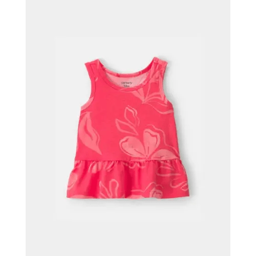 Baby Girl Floral Peplum Tank Top - Coral | Carter's