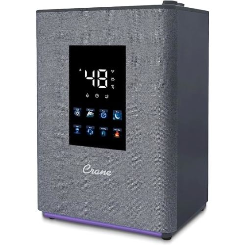 Crane 4.5L Warm and Cool Mist Humidifier, Top Fill Ultrasonic Humidifier for Large Room, Bedroom, Baby Nursery, Easy Clean, Humidifier with Essential Oil Tray, Humidifier with Humidistat & Remote