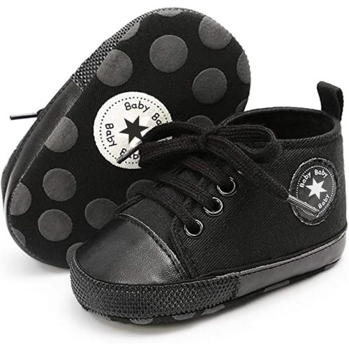 Unisex Baby Girls Boys Canvas High-top Shoes, Newborn Infant Anti-Slip Soft Sole Frist Walking Breathable Sneakers