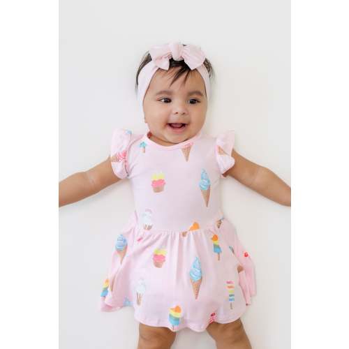 Twirl Bodysuit Dress in Sakura Ice Cream