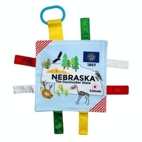 Baby Jack The Learning Lovey Nebraska State Baby Tag Crinkle Square Toy That Teaches Facts 8" x 8"