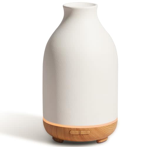 InnoGear Essential Oil Diffuser, 150ml Ceramic Stone Diffuser Handcrafted Aromatherapy Diffusers Ultrasonic Cool Mist Humidifier Vaporizor with 2 Mist Modes Waterless Auto Off for Room Office, White