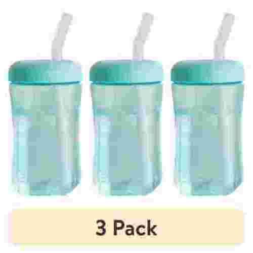 (3 pack) The First Years Squeeze & Sip Toddler Straw Cups - Squeezable Transition Sippy Cup with Silicone Straw - Toddler Feeding Supplies - 7 Oz - 1 Pack - Ages 6 Months and Up