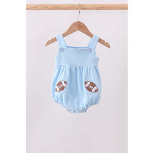 Blue football applique everyone has fun bubble – HoneyBean