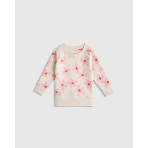 Organic Cotton French Terry Crew Neck Sweatshirt - Baby in Pink Blooms