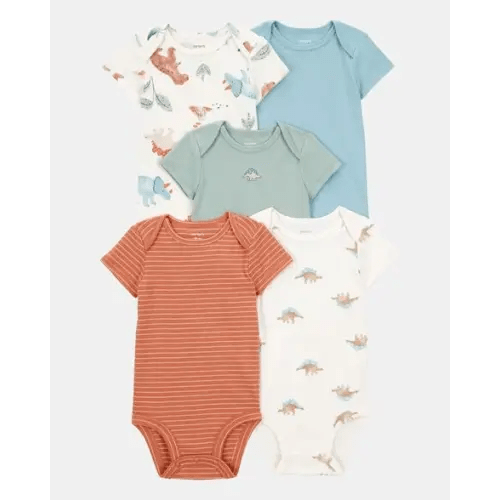Baby Boy 5-Pack Dinosaur Short-Sleeve Cotton Bodysuits | Carter's