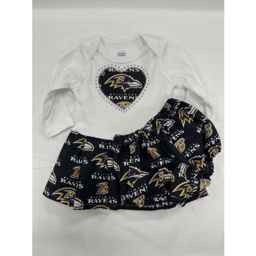 Custom made Inspired Baltimore Ravens Infant Dress with or without matching Bloomers