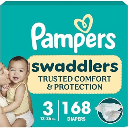 Pampers Swaddlers Diapers, Size 3 (13-26 lbs), 26 Count, Fragrance Free, Hypoallergenic, Absorbent, Pediatrician Recommended, Skin Safe (Packaging May Vary)