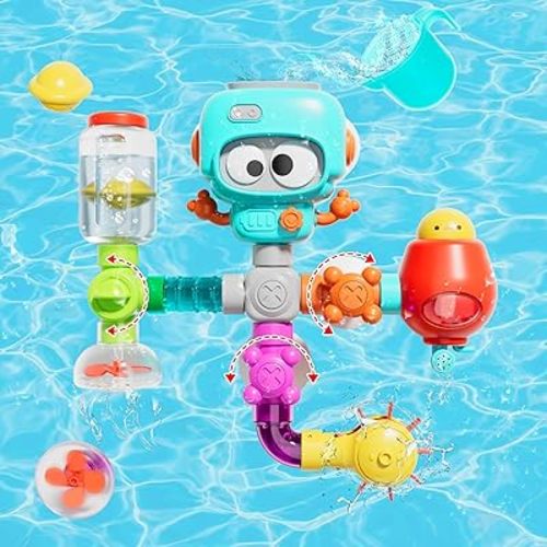DIY Assemble Water Pipe, Bath Toys for Kids Ages 4-8, DIY Building Kit for Ages 5-7, Bathtub Time Birthday Gifts for Toddler 3 + Year Old