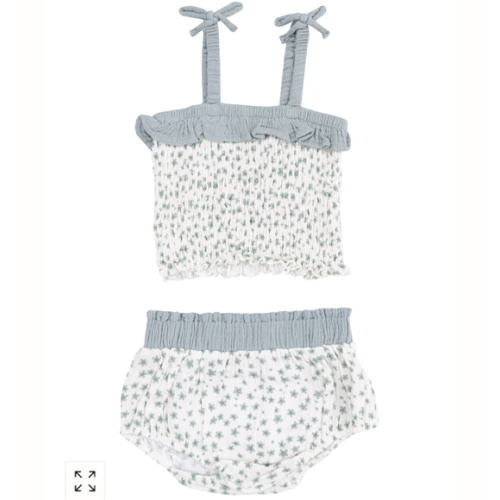 Smocked Ruffle Top & Bloomer, Jadeite Simple Floral – SpearmintLOVE