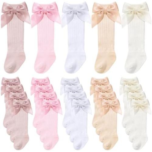 Mepase 10 Pairs Long Preemie Socks Premature Newborn Baby Knee High Cotton Socks for Girls Boys Infant Toddler