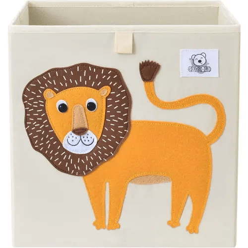 CLCROBD Foldable Animal Cube Storage Bins Fabric Toy Box/Chest/Organizer for Toddler/Kids Nursery, Playroom, 13 inch (Lion)