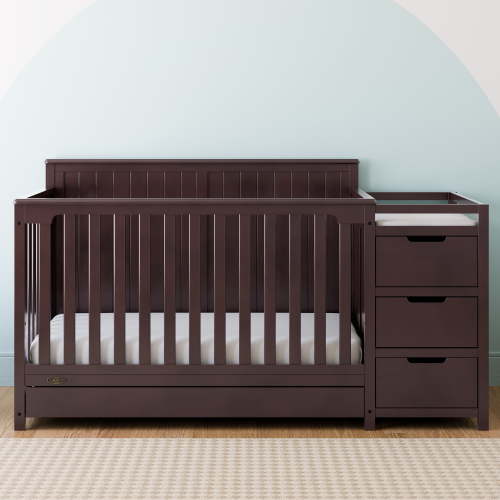 Graco Hadley 5-in-1 Convertible Crib with Changer, Drawer, and JPMA Certified Safety, Espresso