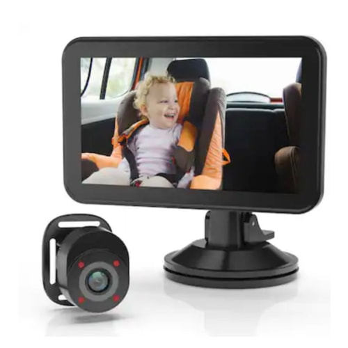 Rexing - BC500 In-Car Baby Cam with Monitor – HD 1080p & Infrared Night Vision - Black