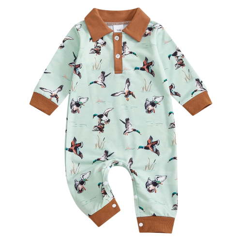 RFQWOVSR Boys Long Sleeve Collared Romper Comfortable Bodysuit for Babies