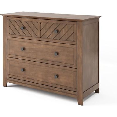 Child Craft Atwood Design 3 Drawer Chest, Kids Dresser for Nursery or Baby Bedroom, Prevent Tipping with Anti-Tip Kit Included, Real Wood and Pine, Big Storage Baby Safe Finish - (Cocoa Bean Brown)