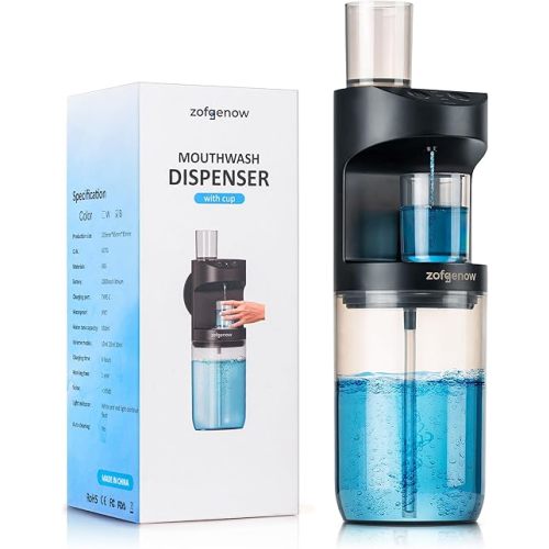 Automatic Mouthwash Dispenser for Bathroom,Bathroom Accessories 19.4 Fl Oz Dispensers with Magnetic Cups,Wall Mounted Dispenser,Suitable for All Age Groups,Black