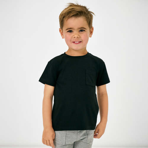 Black Short Sleeve Relaxed Pocket Tee - Little Sleepies