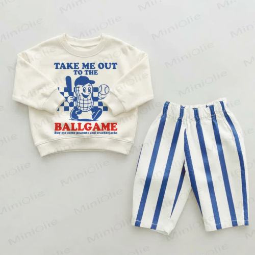TAKE ME OUT TO THE BALLGAME Baby Toddler Blue Striped Pants 2-piece Set