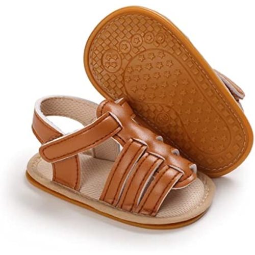 TIMATEGO Infant Baby Girls Sandals Non Slip Soft Sole T-Strap Flip Flops Toddler First Walker Crib Dress Shoes 3-18 Months