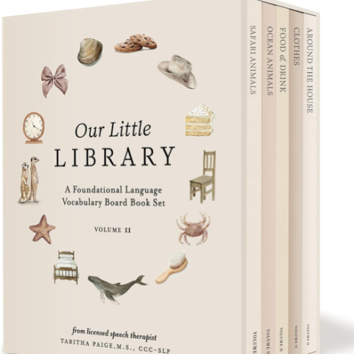 Our Little Library Vol. 2: First 100 Words Board Book Box Set, including Ocean Animals, Safari Animals, Food and Drink, Clothes, and Around the House (Tabitha Paige Children's Book Series)